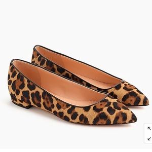 J.Crew Pointed-To Leopard Calf Hair Flats